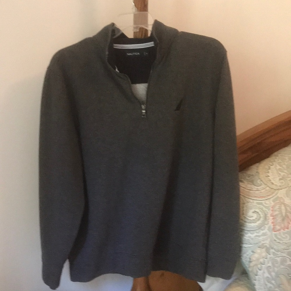 Nautica Quarter Zip Gray Heavy Sweatshirt Size XL